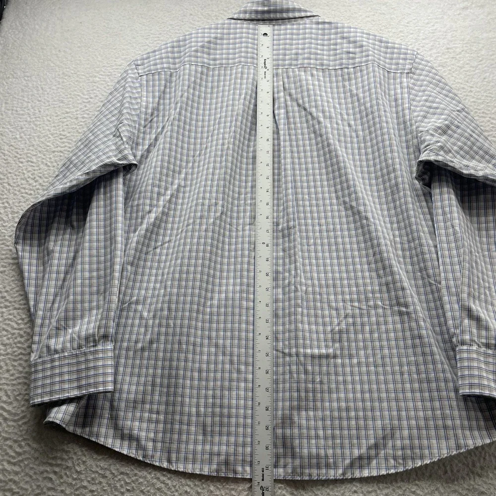 Joseph A Bank Traveler Shirt Mens XL Blue Brown White Plaid Check Preppy Exec - Picture 5 of 9